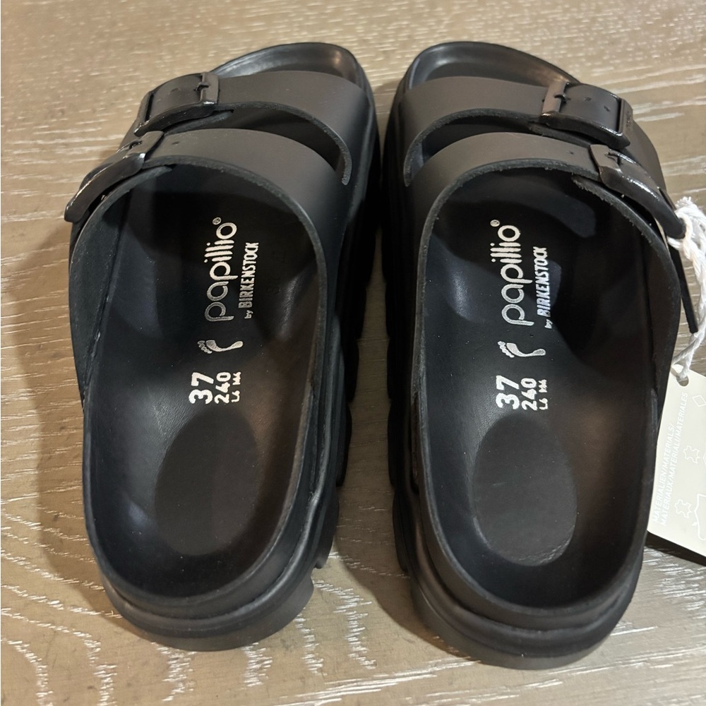 Black Leather Arizona Chunky Birkenstock Size 6 - Picture 5 of 9
